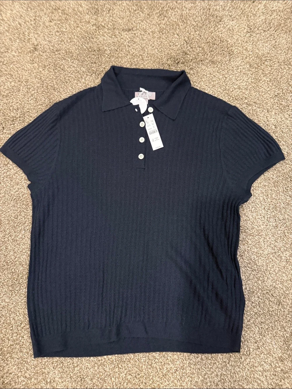 J. Crew 100% Cashmere Short-Sleeve Ribbed Polo Top